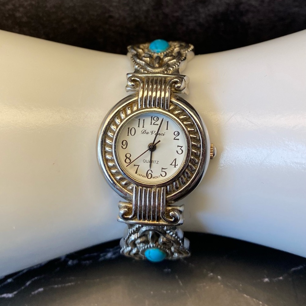 ⌚️DaVanci Southwest Style Silver and Turquoise Watch